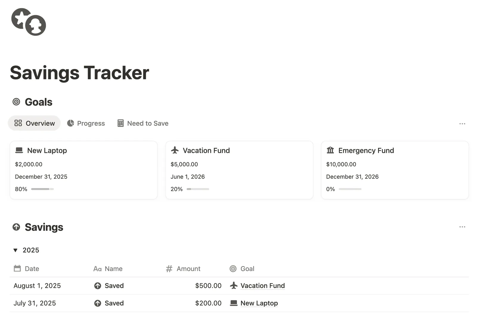 Savings Tracker preview