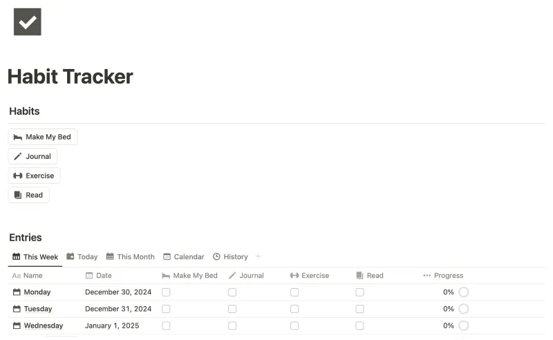 Habit Tracker Notion template preview