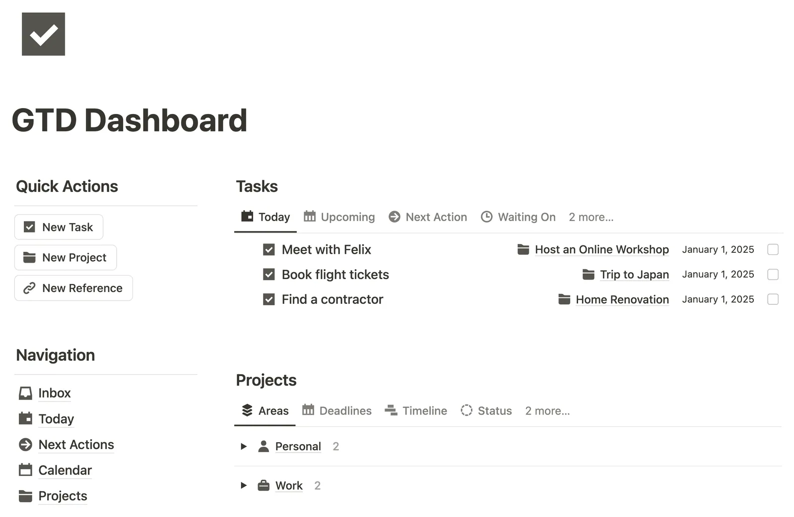 GTD Dashboard preview