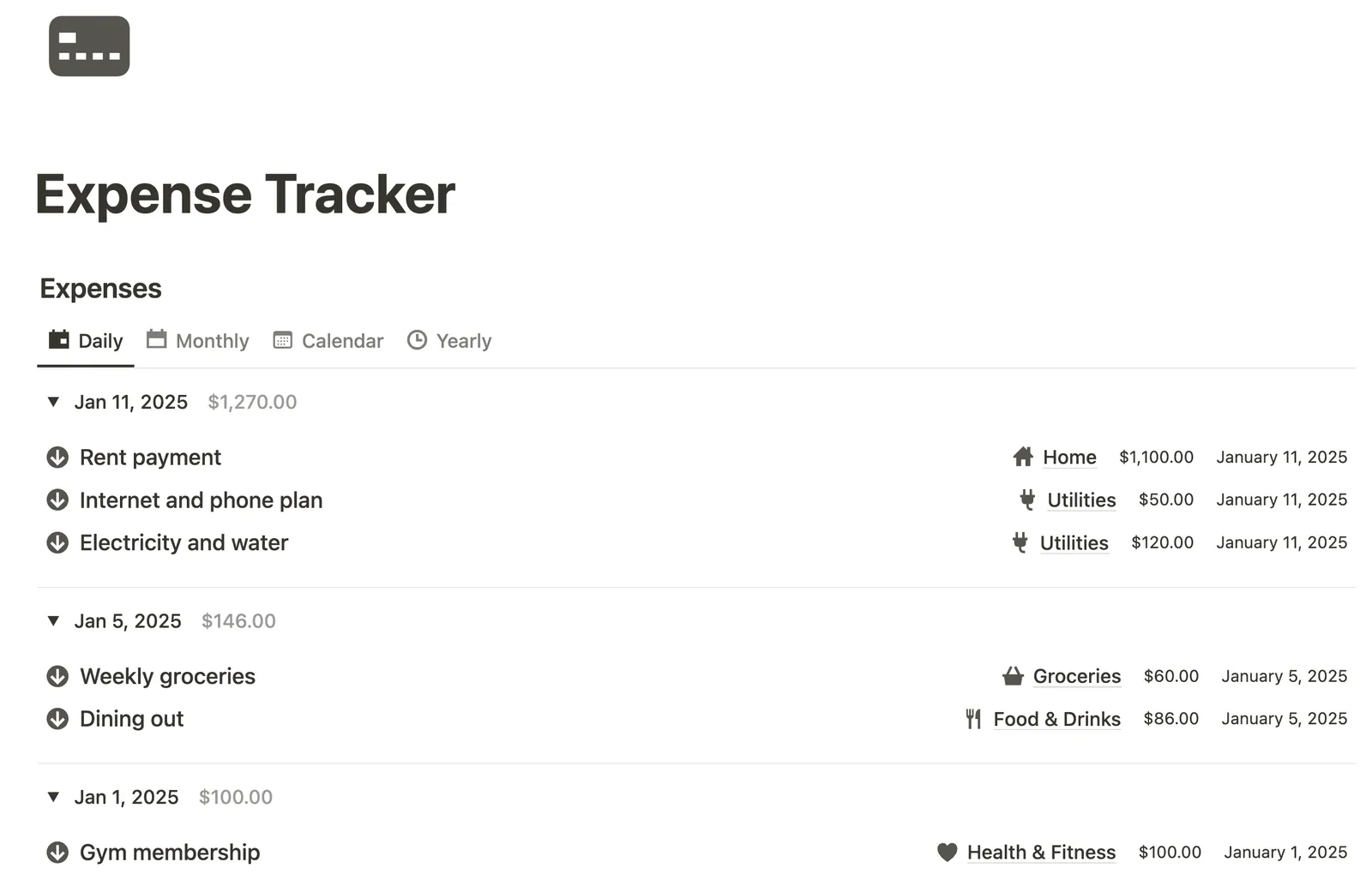 Expense Tracker preview