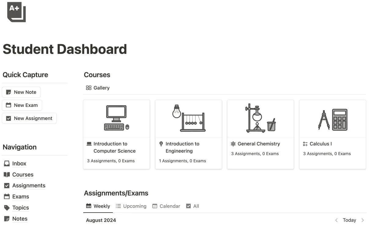 Student Dashboard preview
