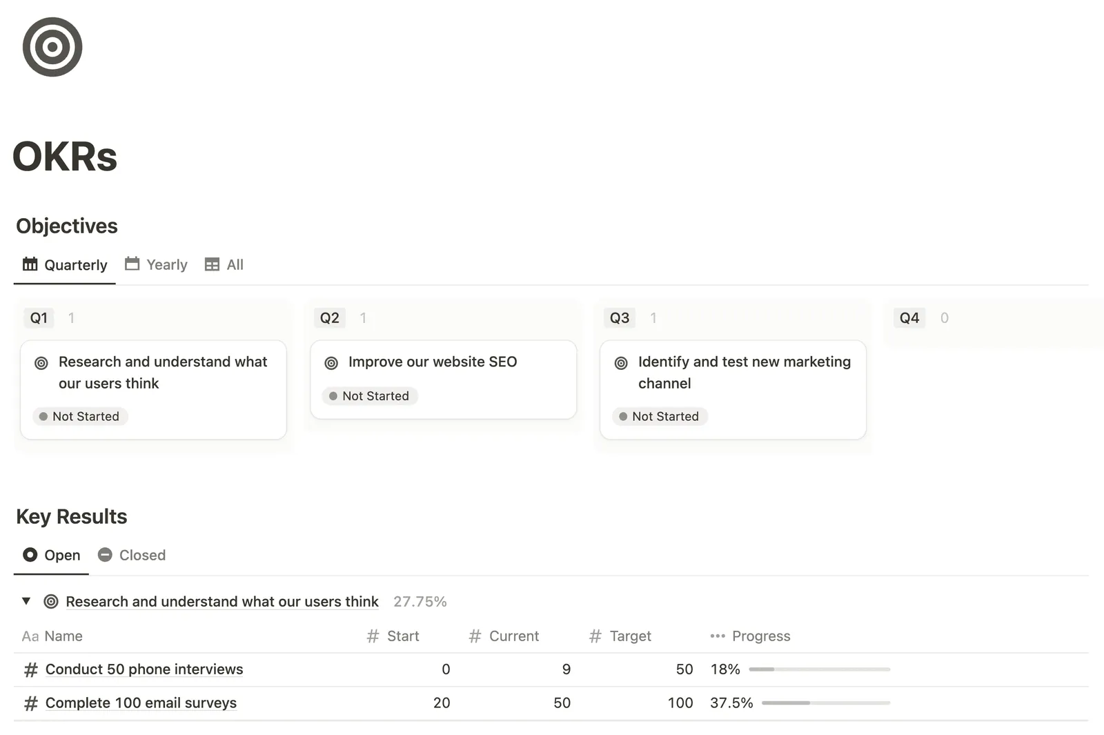 OKRs Tracker preview