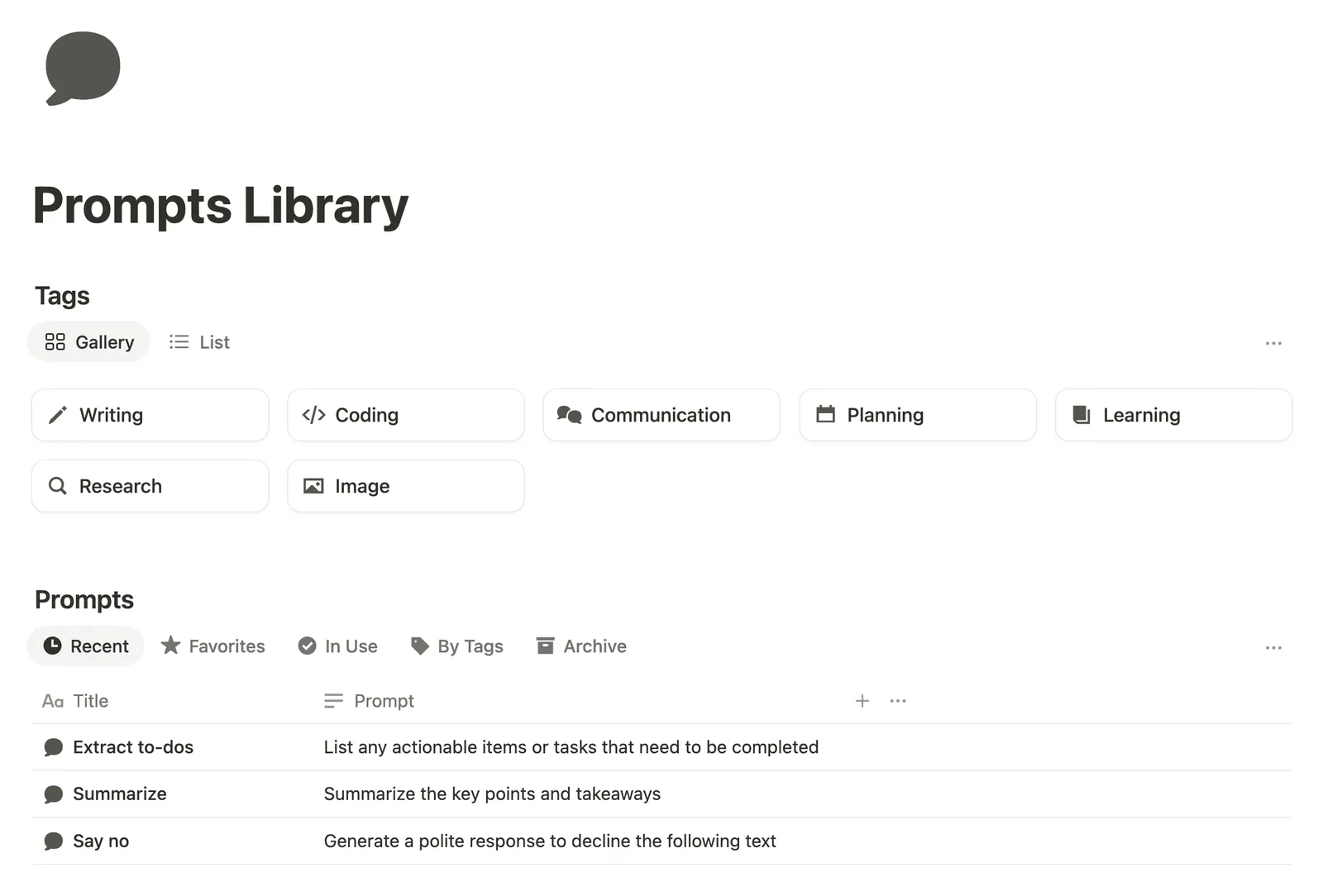 Prompts Library preview
